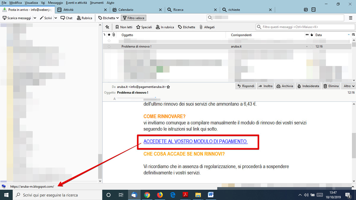 mail di phishing